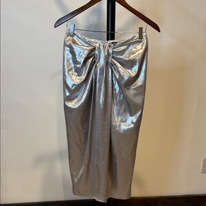 Zara Liquid Silver Midi Skirt